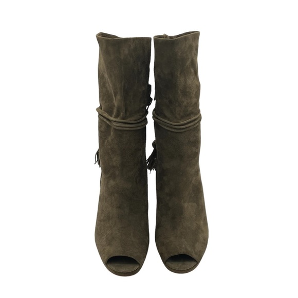 Michael Michael Kors Women's Rosalie Open Toe Suede Bootie Olive Size 7.5 - Picture 4 of 8